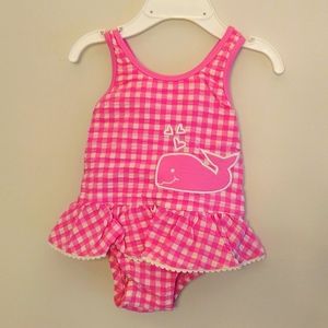 Lilly Pulitzer pink plaid whale bathing suit size 3-6 months